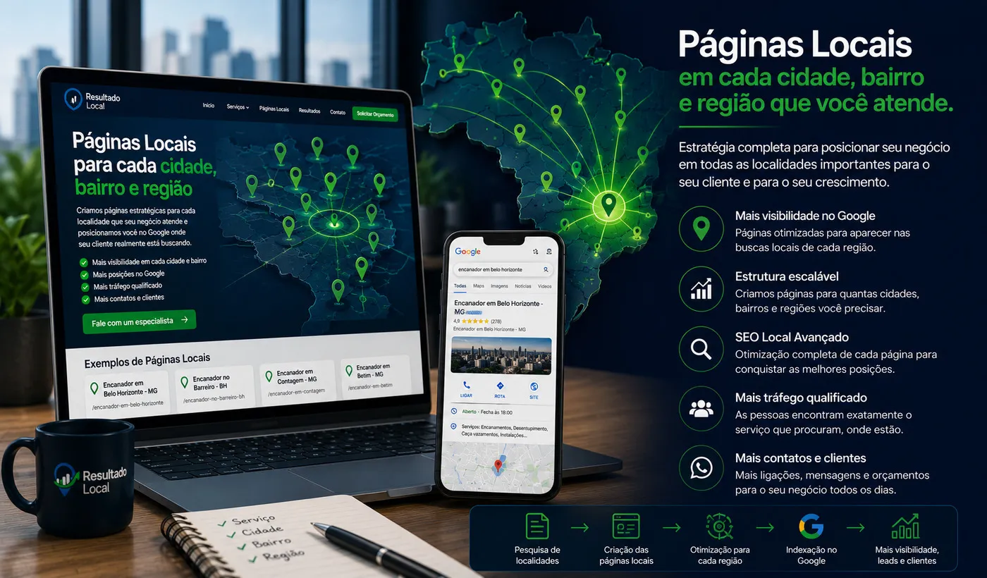 Páginas locais para serviços cidades bairros e regiões